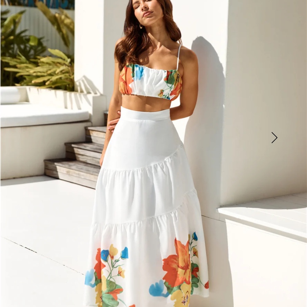 Floral Hello Molly White Top and Skirt!